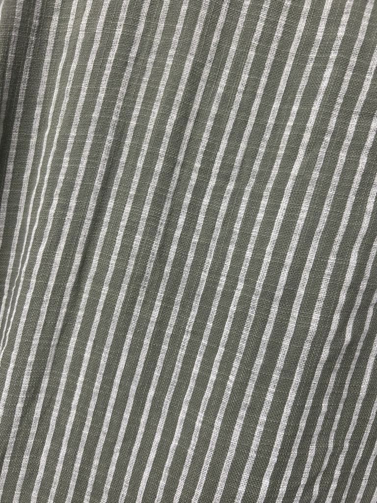 Vertical Stripes Print Asymmetrical Hemline Kaftan-Style Cotton Dress