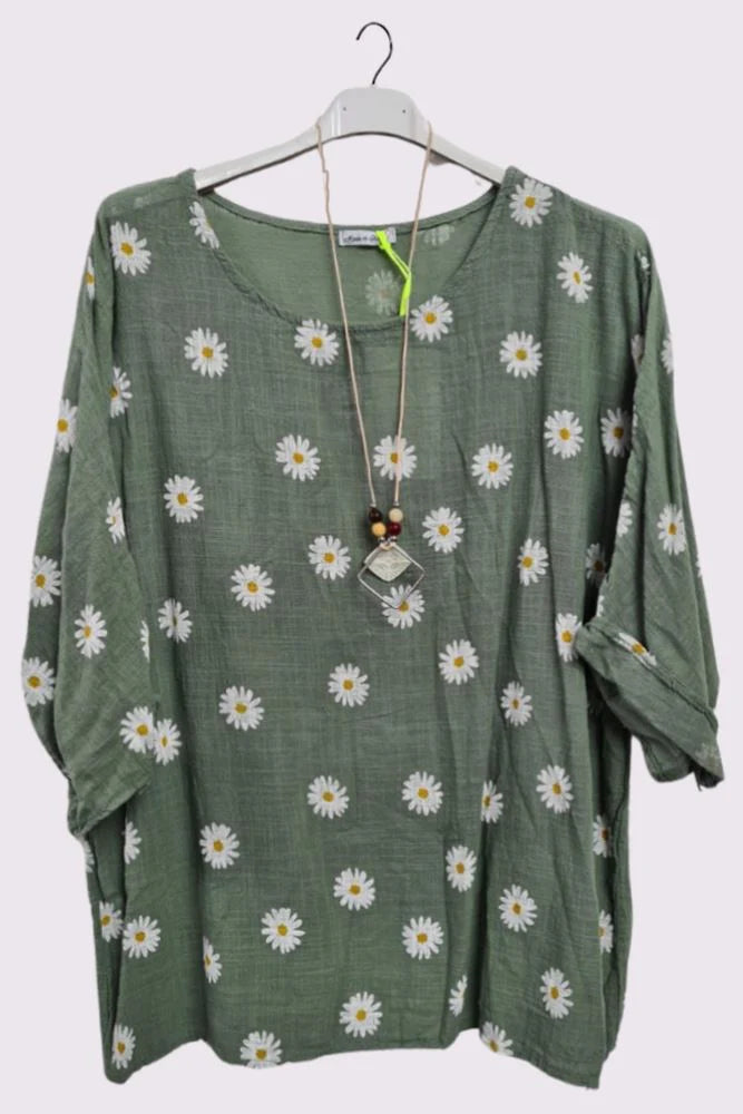 100% Cotton daisy print top