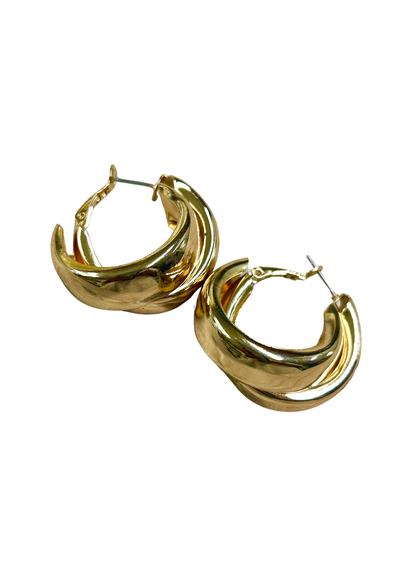 Alloy twisted gold hoop earrings