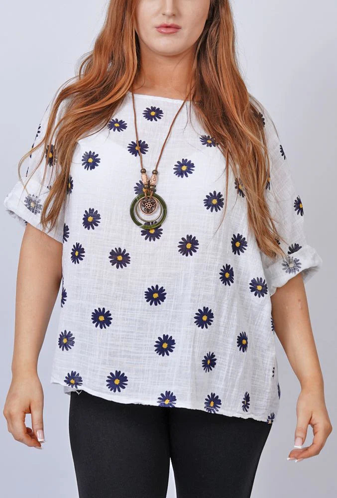 100% Cotton daisy print top