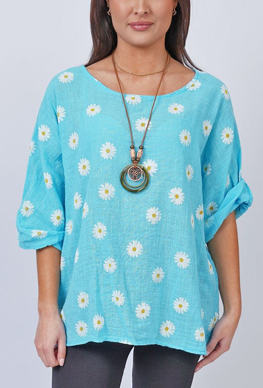 100% Cotton daisy print top