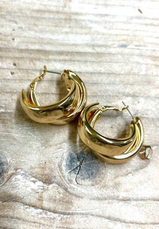 Alloy twisted gold hoop earrings